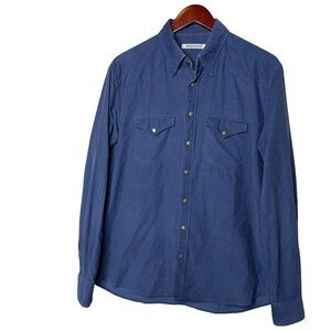 Brooklyn Tailors Blue Cotton corduroy snap button collared shirt sz XL